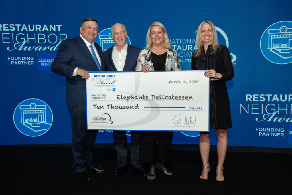 CEO and executive chef Anne and Scott Weaver winning the good neighbors award