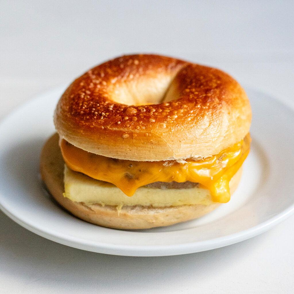 sausage egg and cheese bagel